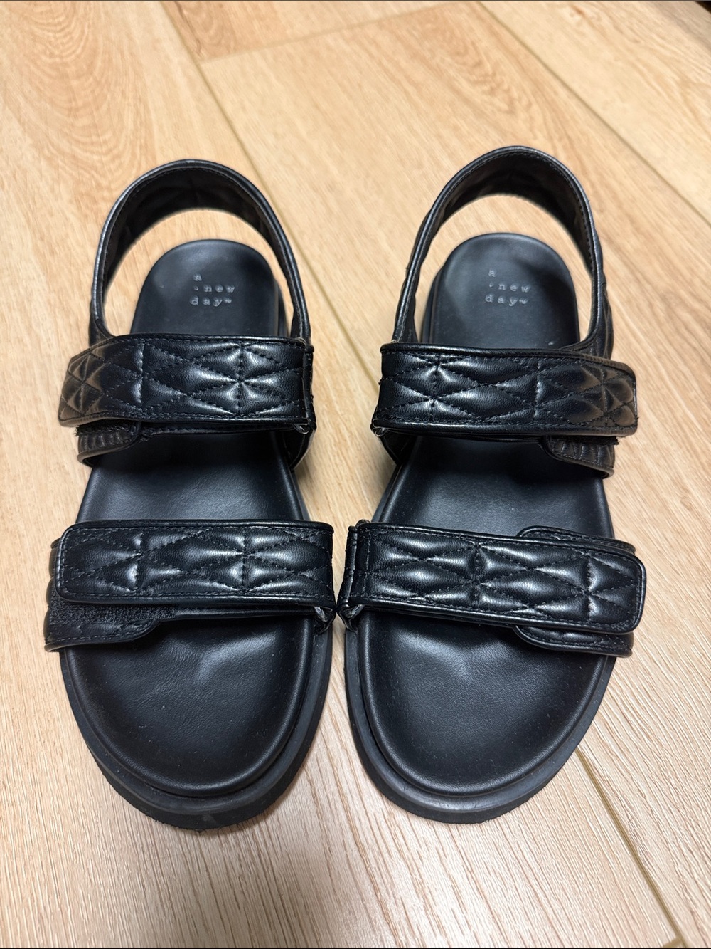 a new day Black Quilted Strap Sandals